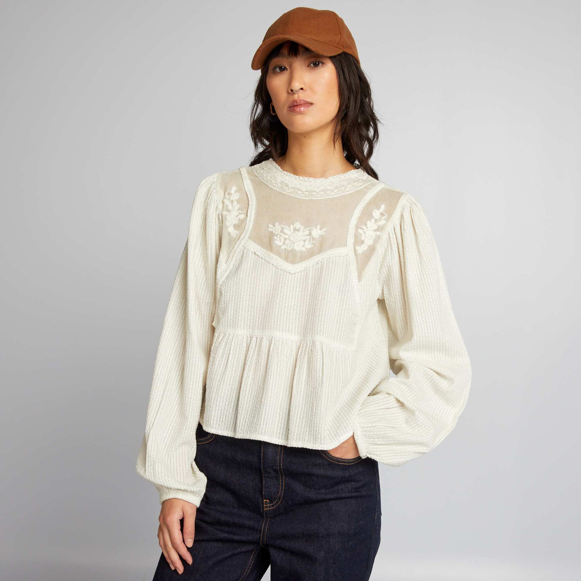 Cotton gauze blouse IMMACULATE ECRU