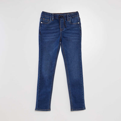Jeans with elasticated waist and drawstring ties BLUE