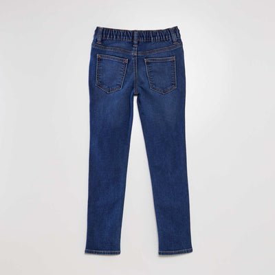 Jeans with elasticated waist and drawstring ties BLUE