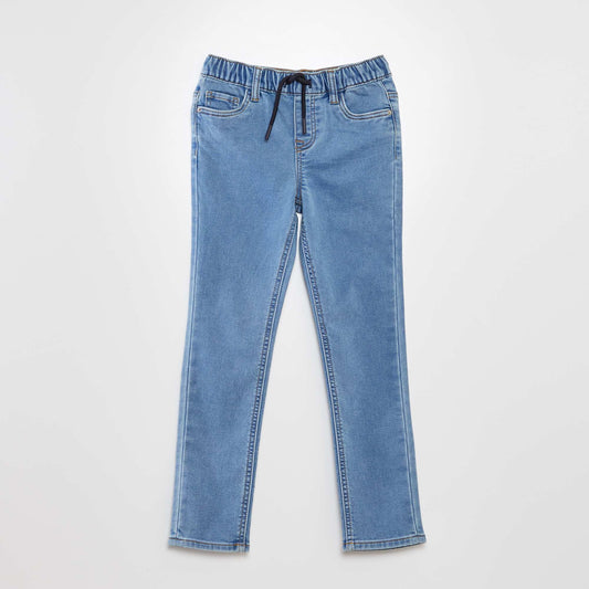 Jeans with elasticated waist and drawstring ties BLUE