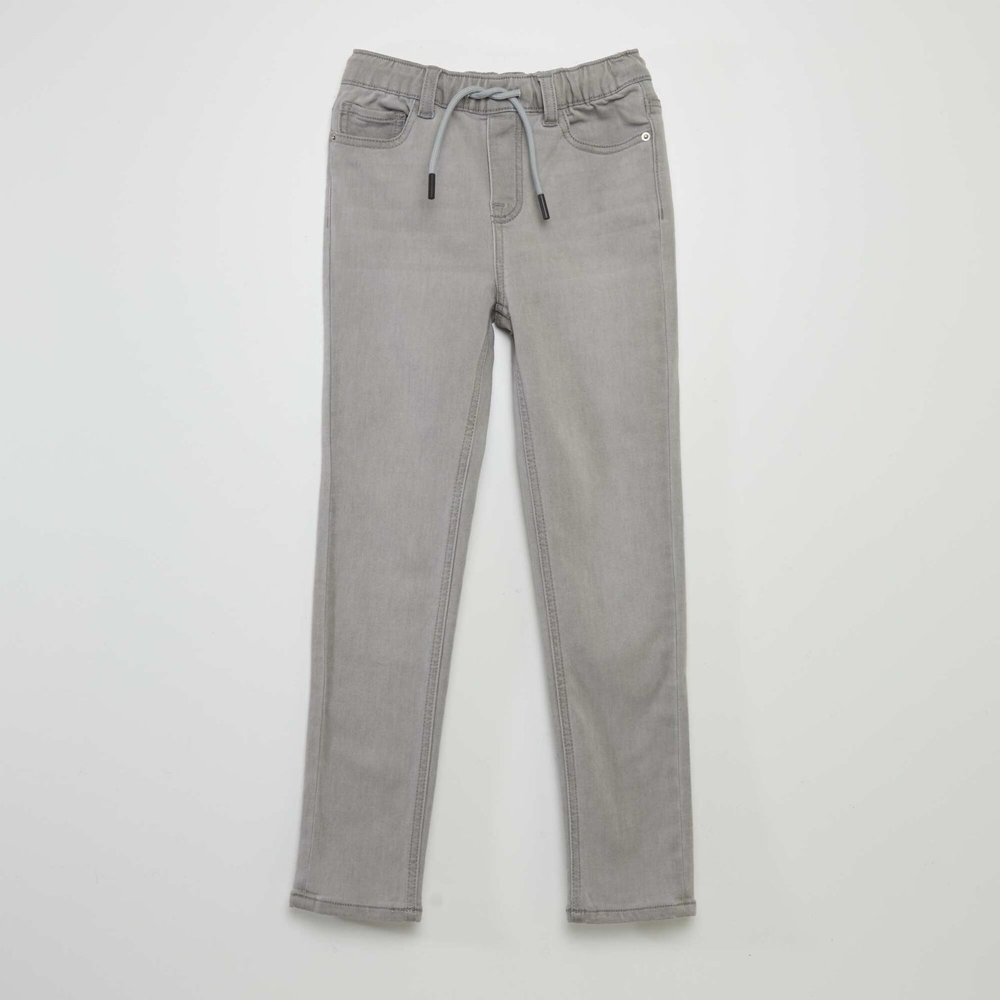 Jeans with elasticated waist and drawstring ties GREY