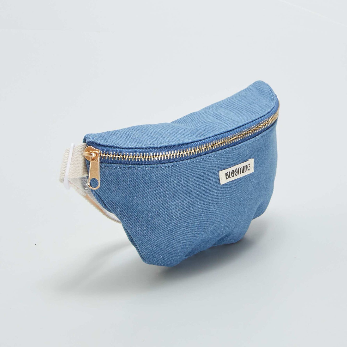 Denim waist bag with printed lining BLUE