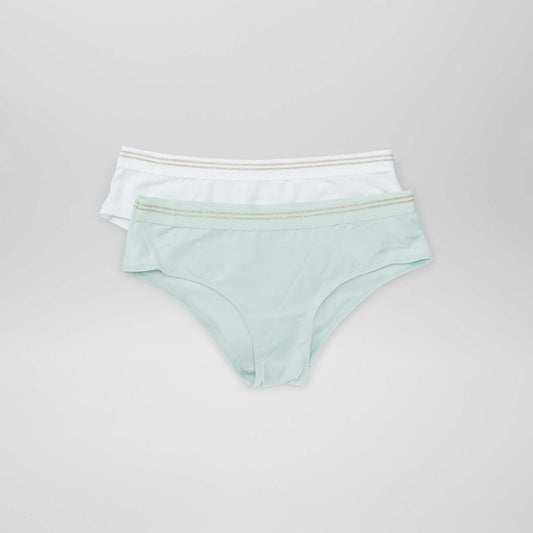 Pack of 2 cotton boy shorts white