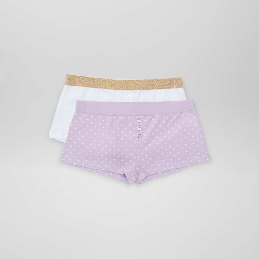 Pack of 2 pairs of boy shorts PURPLE