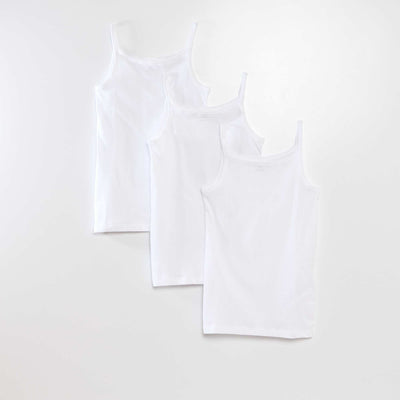 Pack of 3 cotton vest tops WHITE