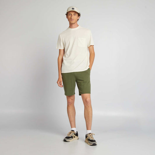 Fine sweatshirt fabric Bermuda shorts KHAKI