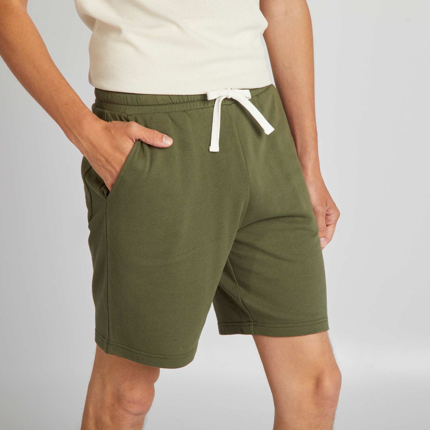 Fine sweatshirt fabric Bermuda shorts KHAKI