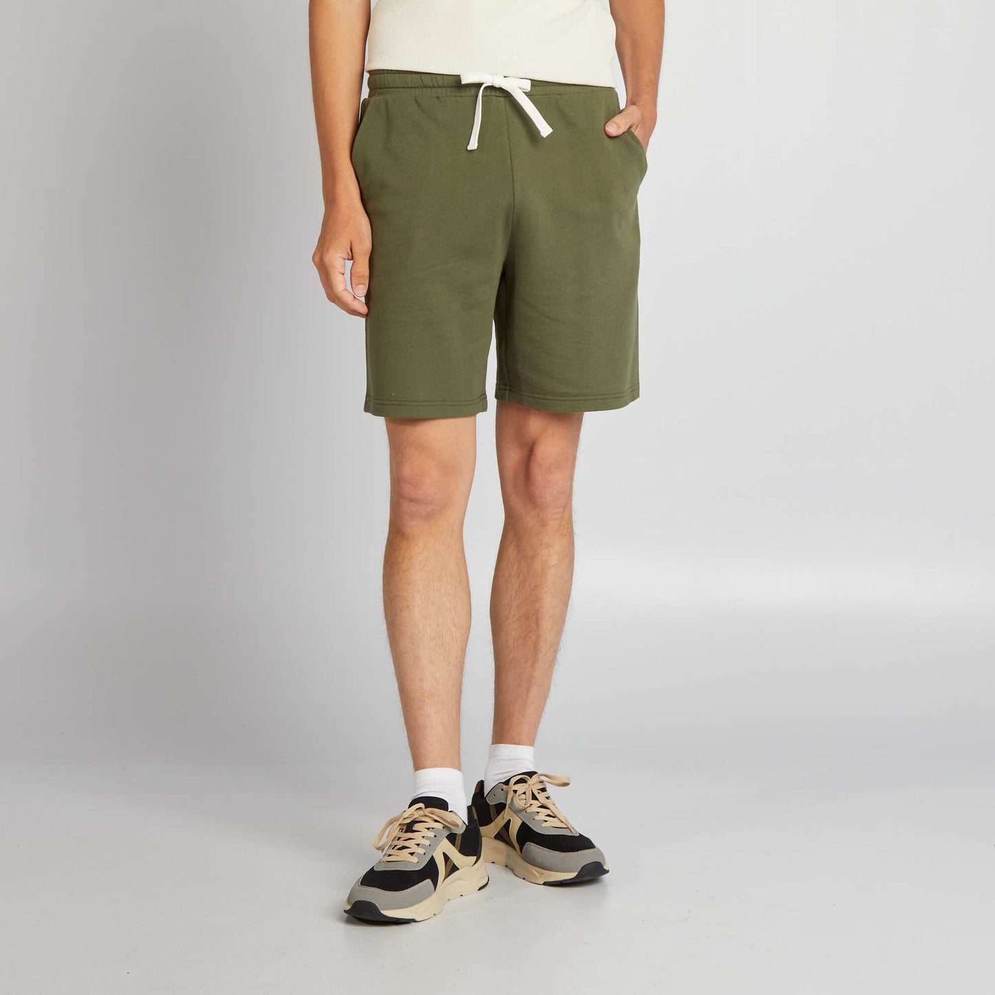 Fine sweatshirt fabric Bermuda shorts KHAKI