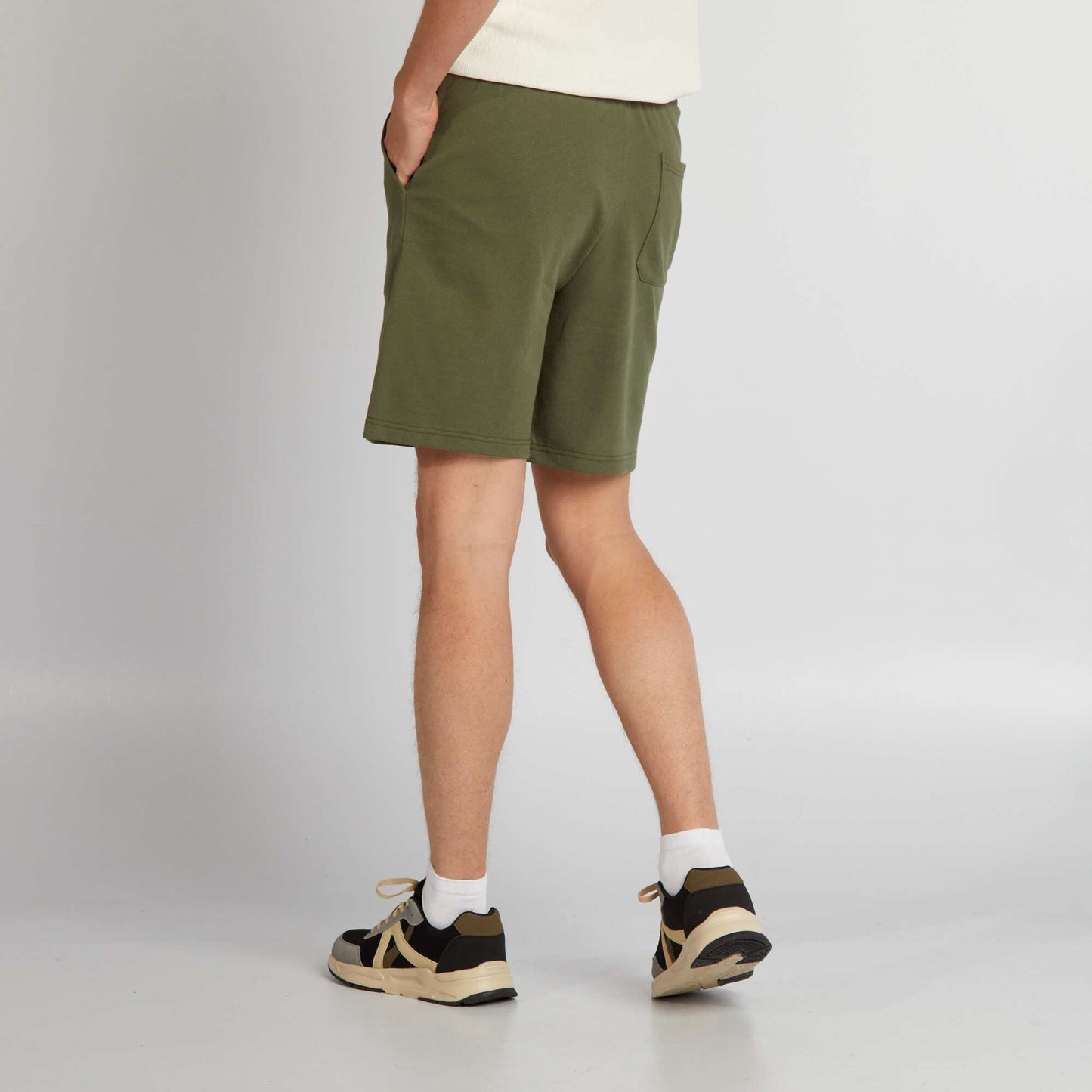 Fine sweatshirt fabric Bermuda shorts KHAKI