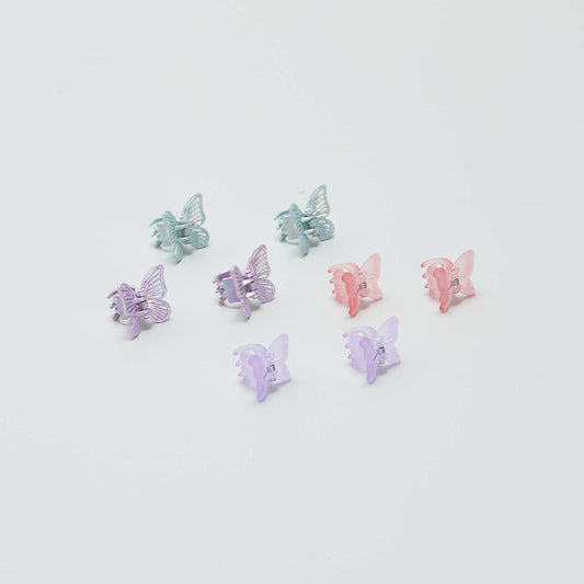 Pack of 8 butterfly claw hair clips PINK