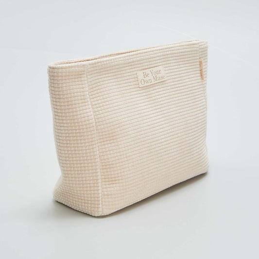 Square corduroy wash bag BEIGE