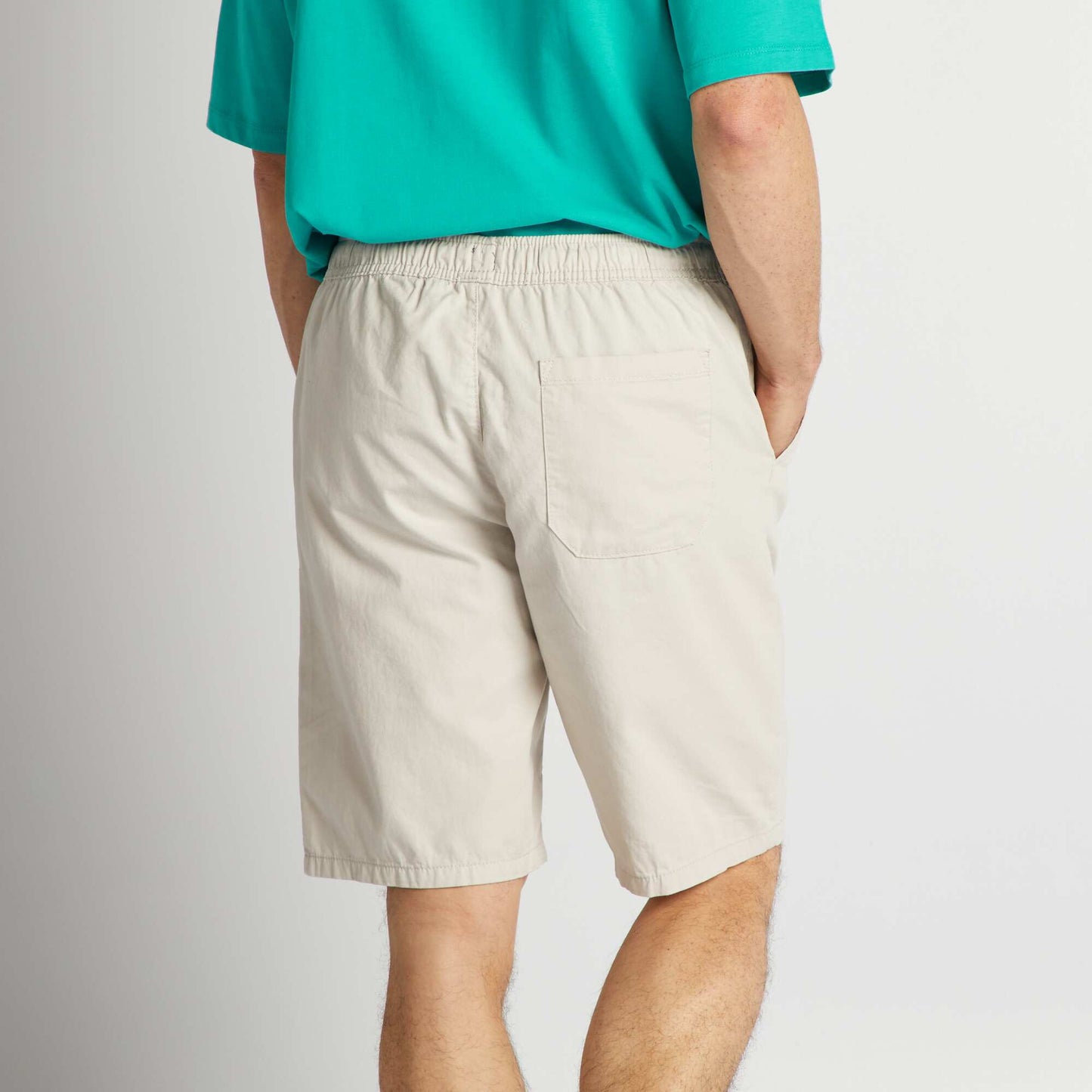 Chino Bermuda shorts with elasticated waist GREY