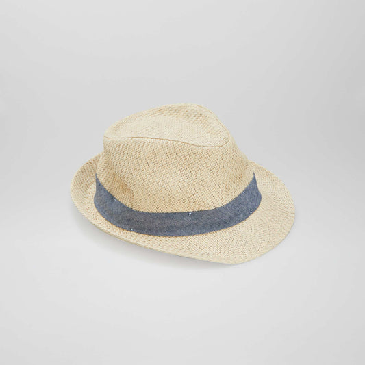 Straw hat with band BEIGE