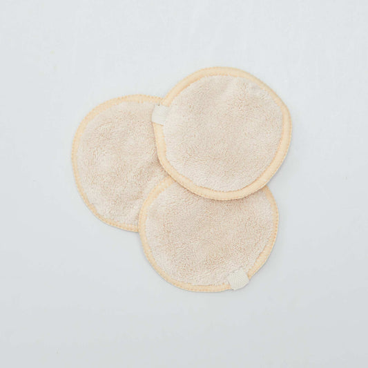 Pack of 3 washable cotton wipes BEIGE