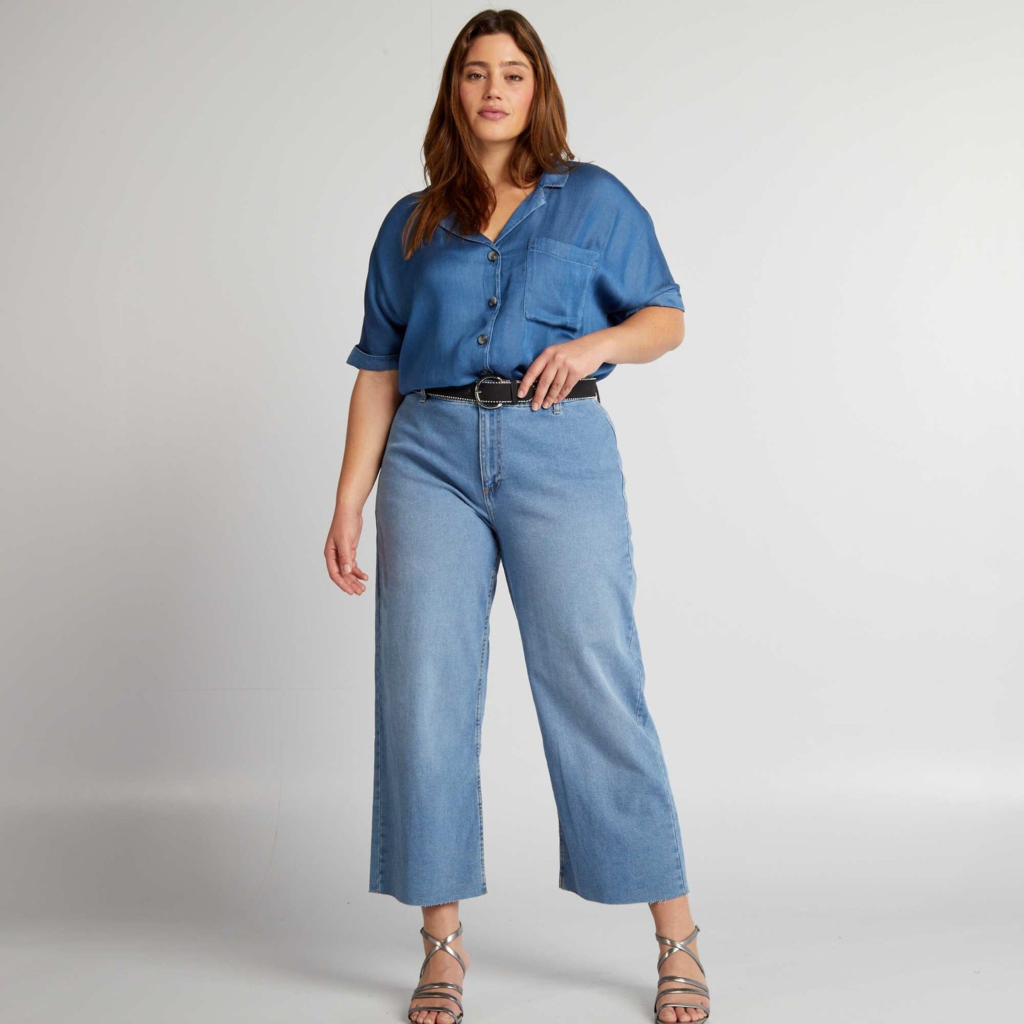 Lightweight blouse with pyjama collar BLUE