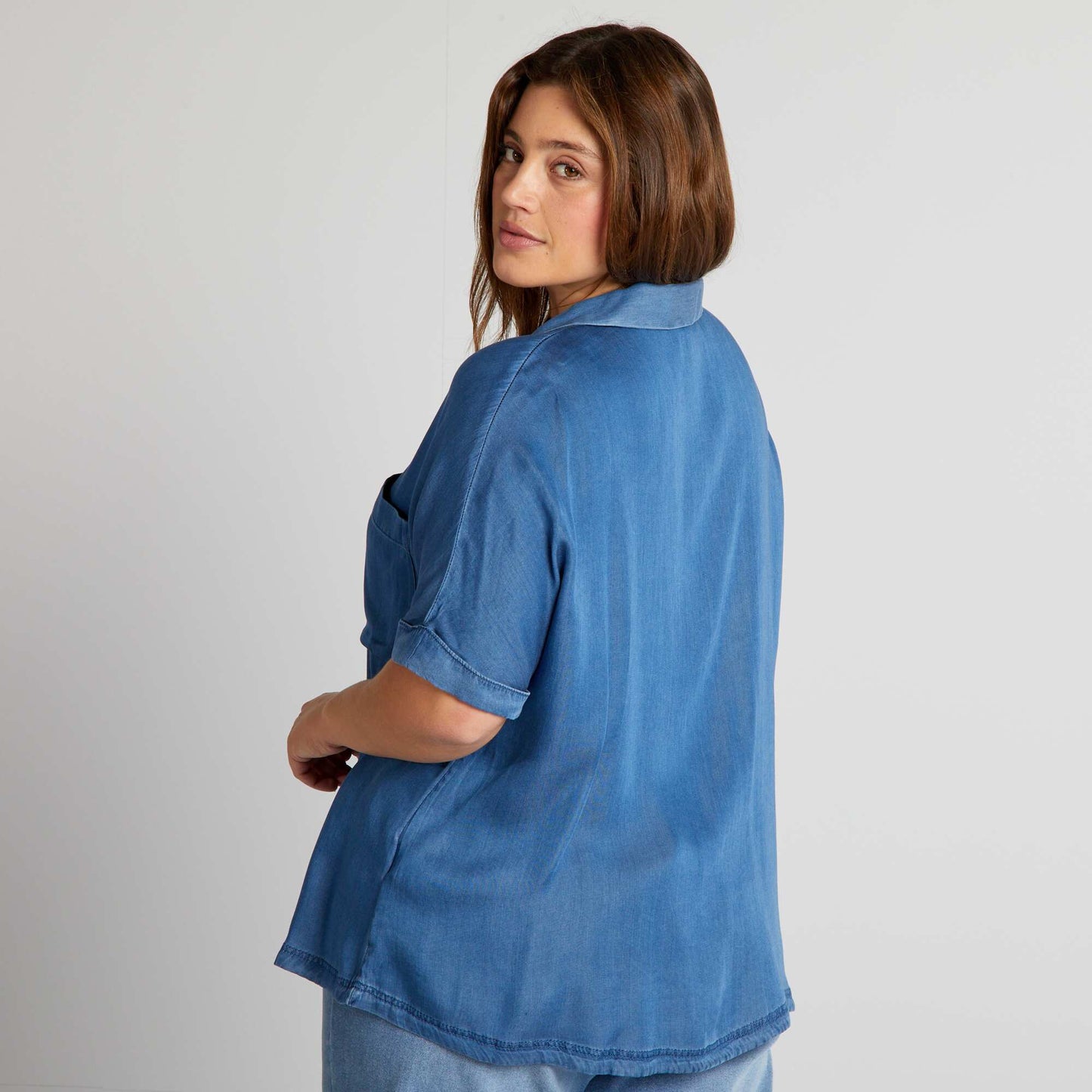 Lightweight blouse with pyjama collar BLUE