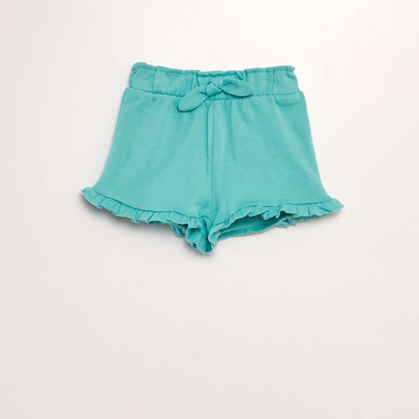 Sweatshirt fabric shorts with ruffles BLUE