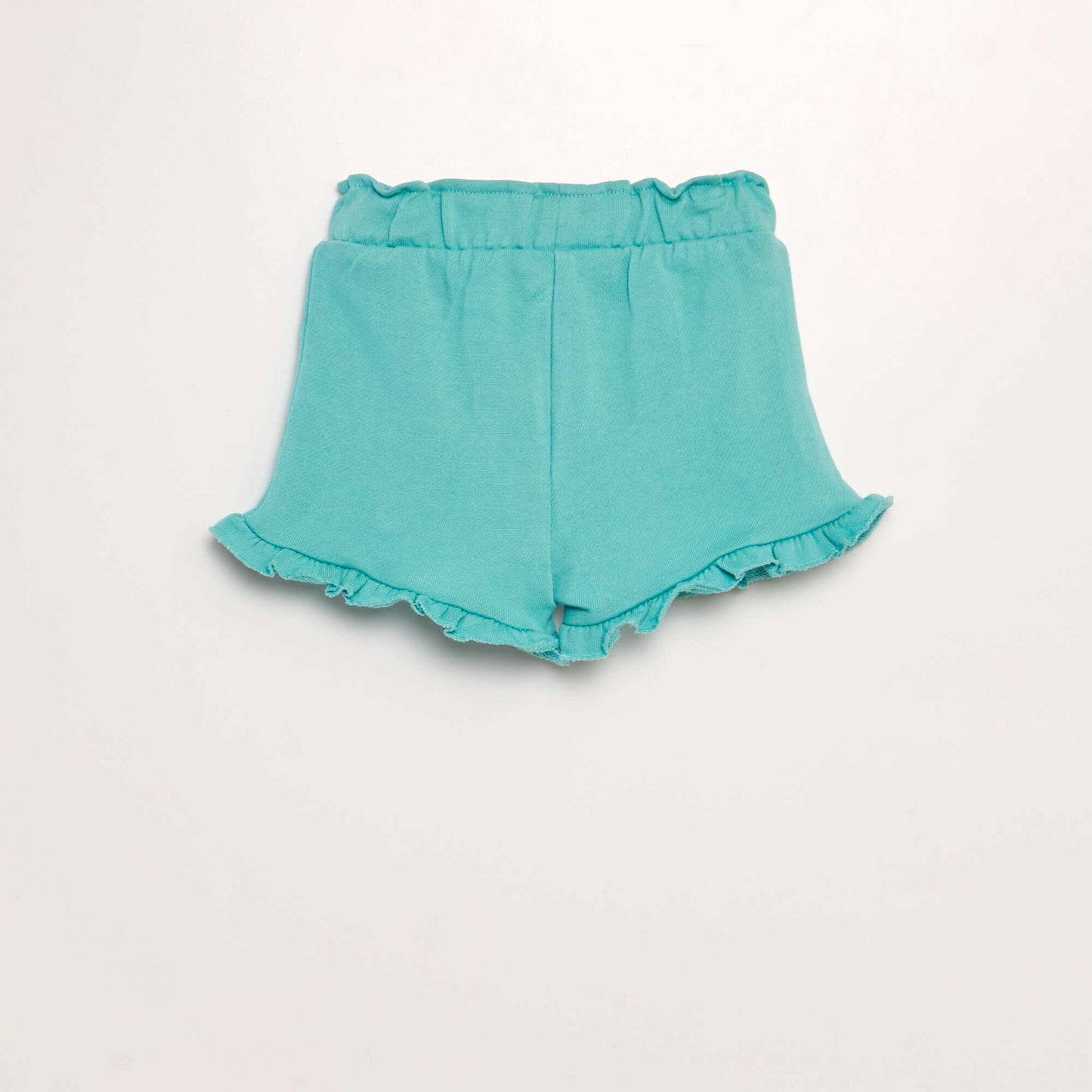 Sweatshirt fabric shorts with ruffles BLUE