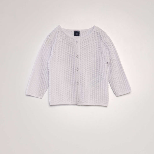 Decorative knit cardigan white