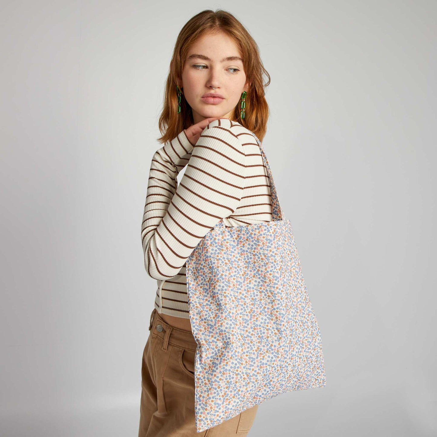 Printed tote bag BEIGE