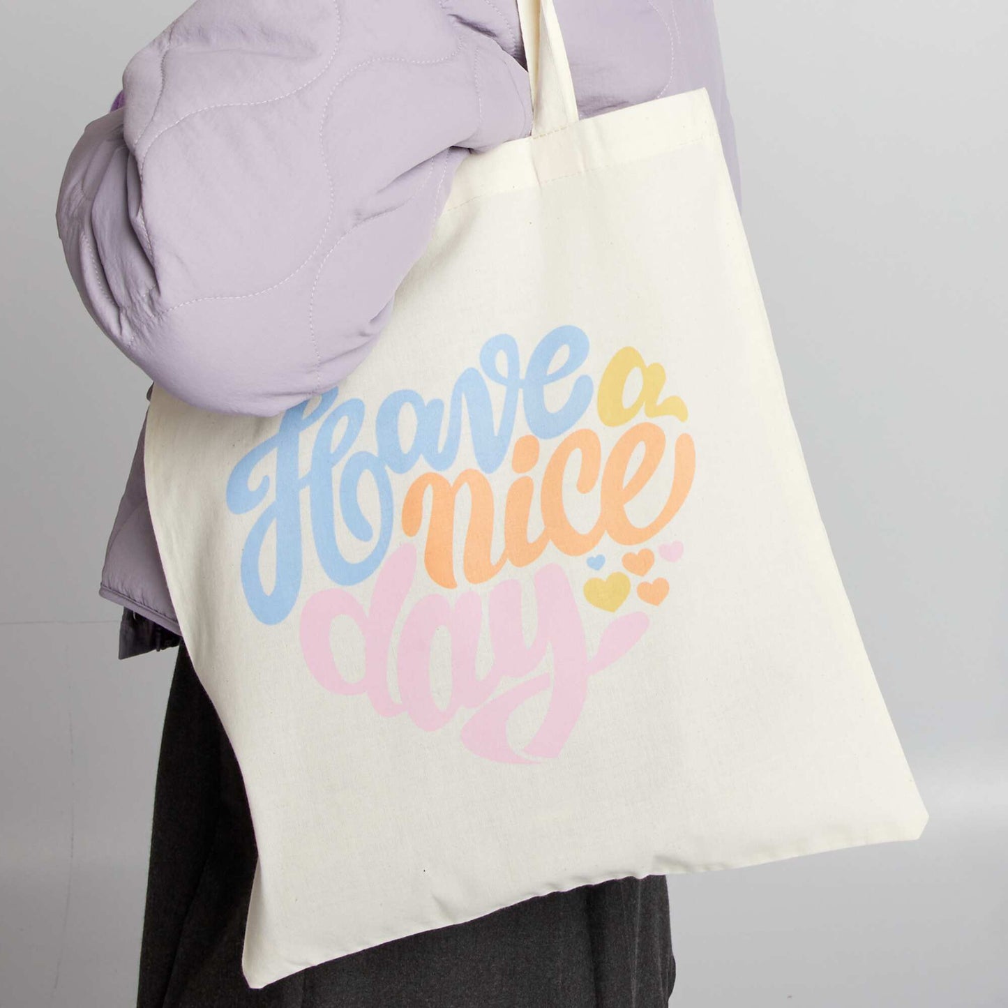 Tote bag with lettering BEIGE