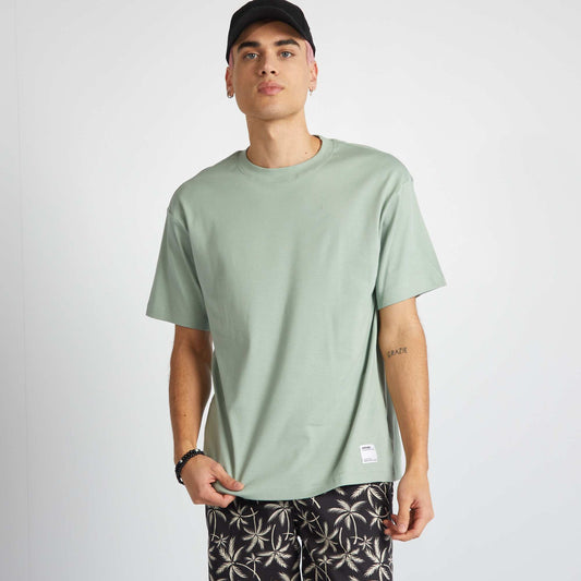 Round neck cotton T-shirt GREEN