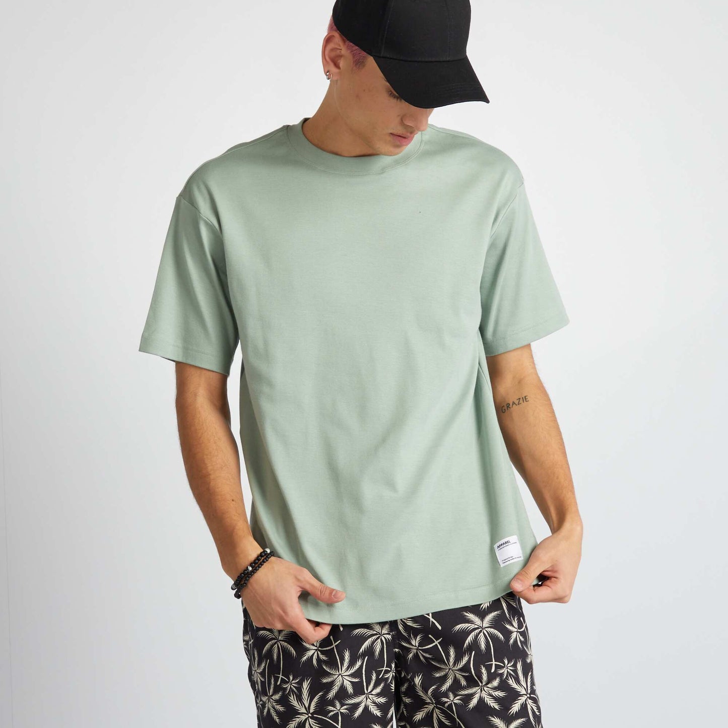 Round neck cotton T-shirt GREEN