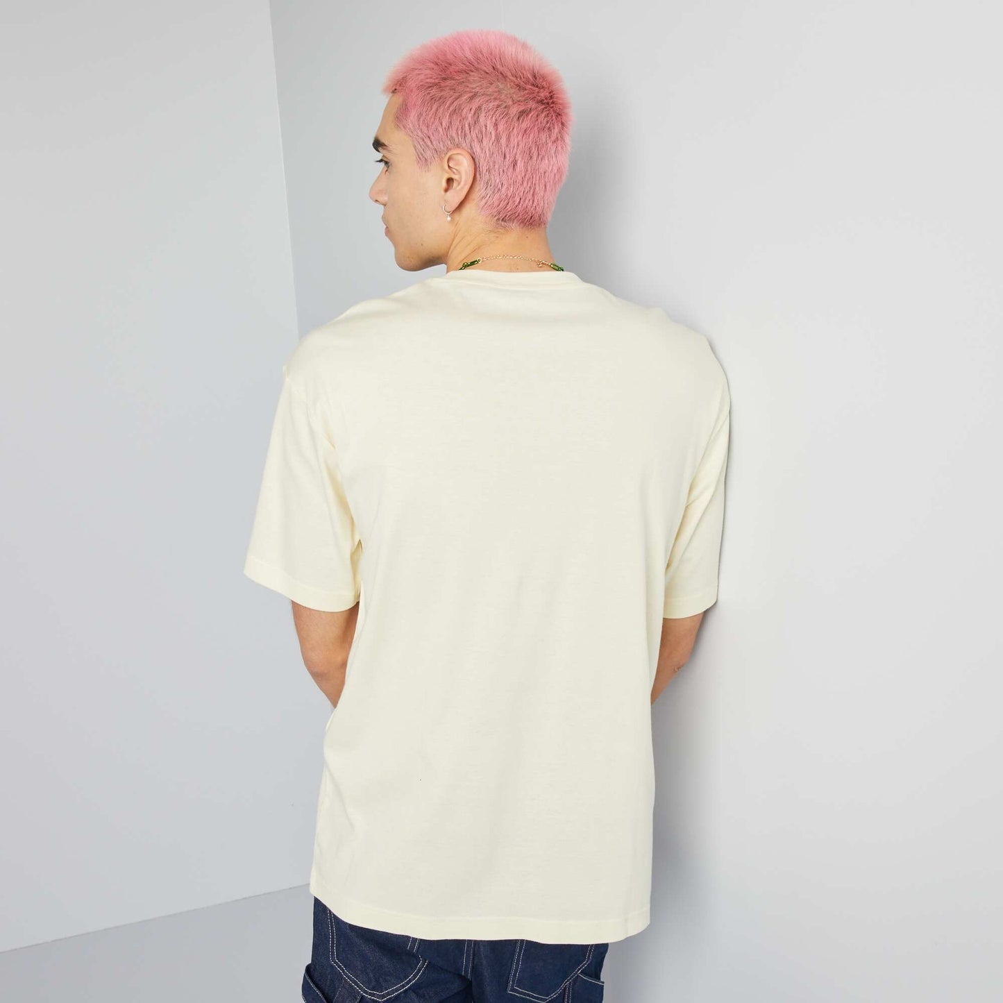 Round neck cotton T-shirt YELLOW