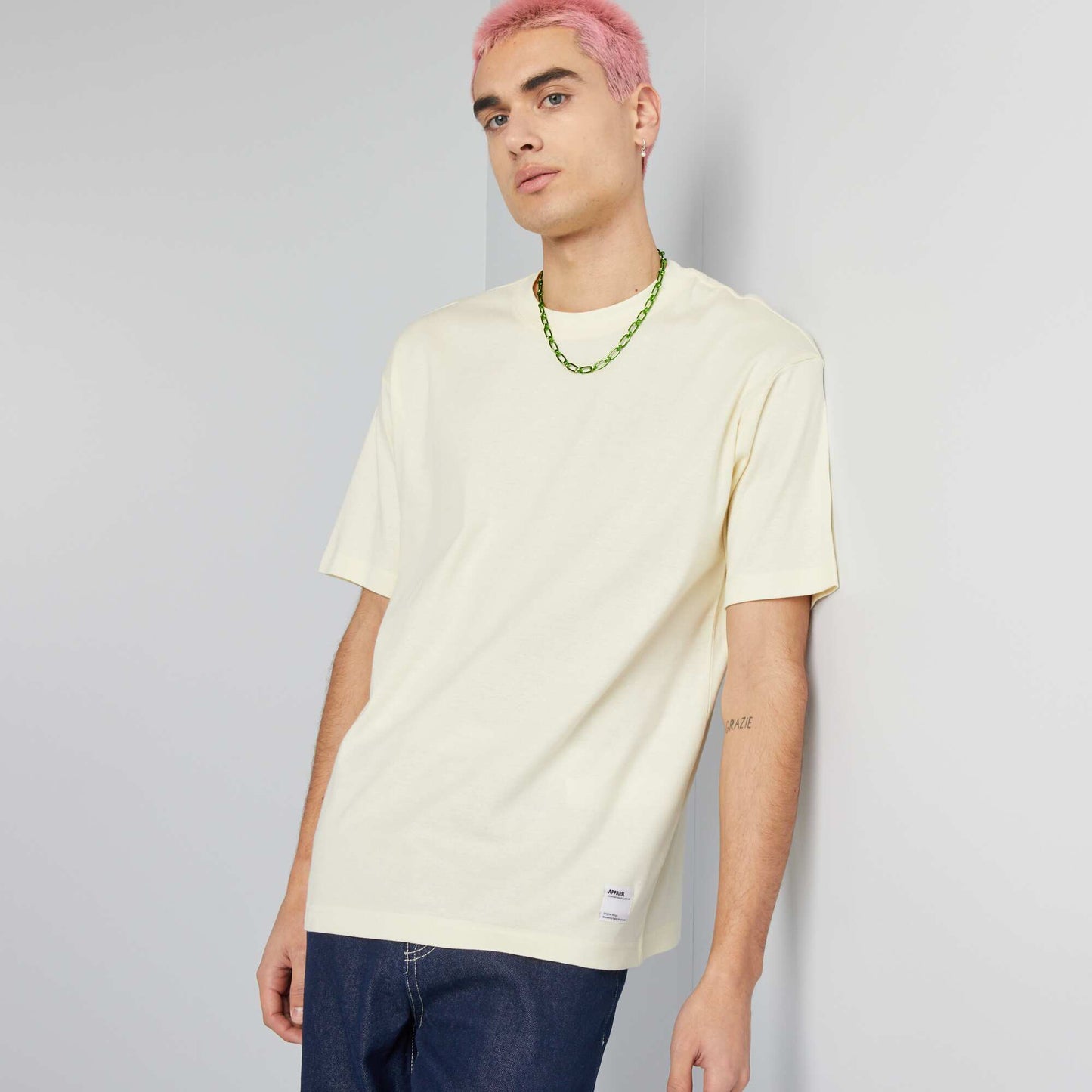 Round neck cotton T-shirt YELLOW