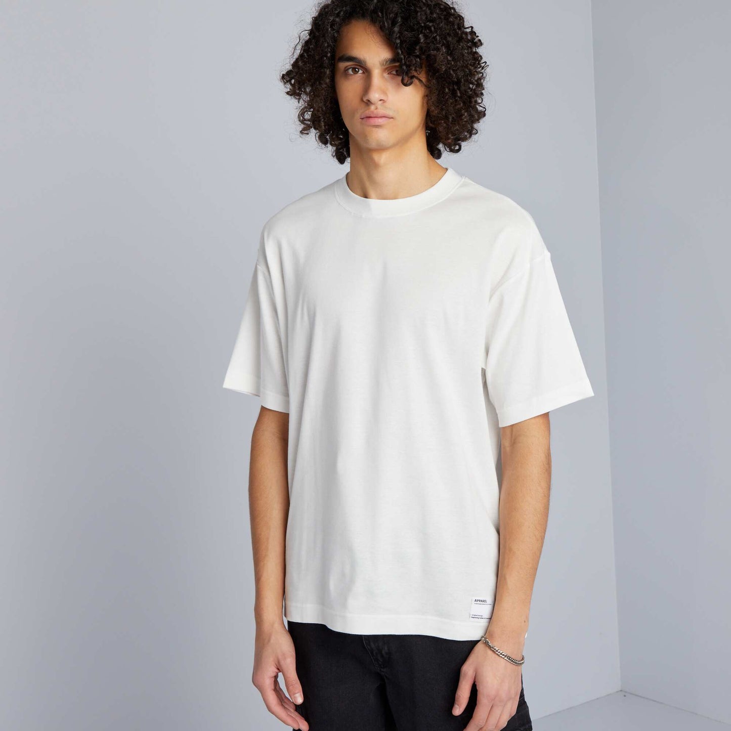 Round neck cotton T-shirt WHITE