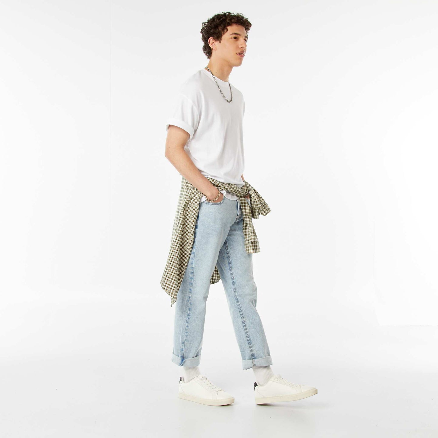 Round neck cotton T-shirt WHITE