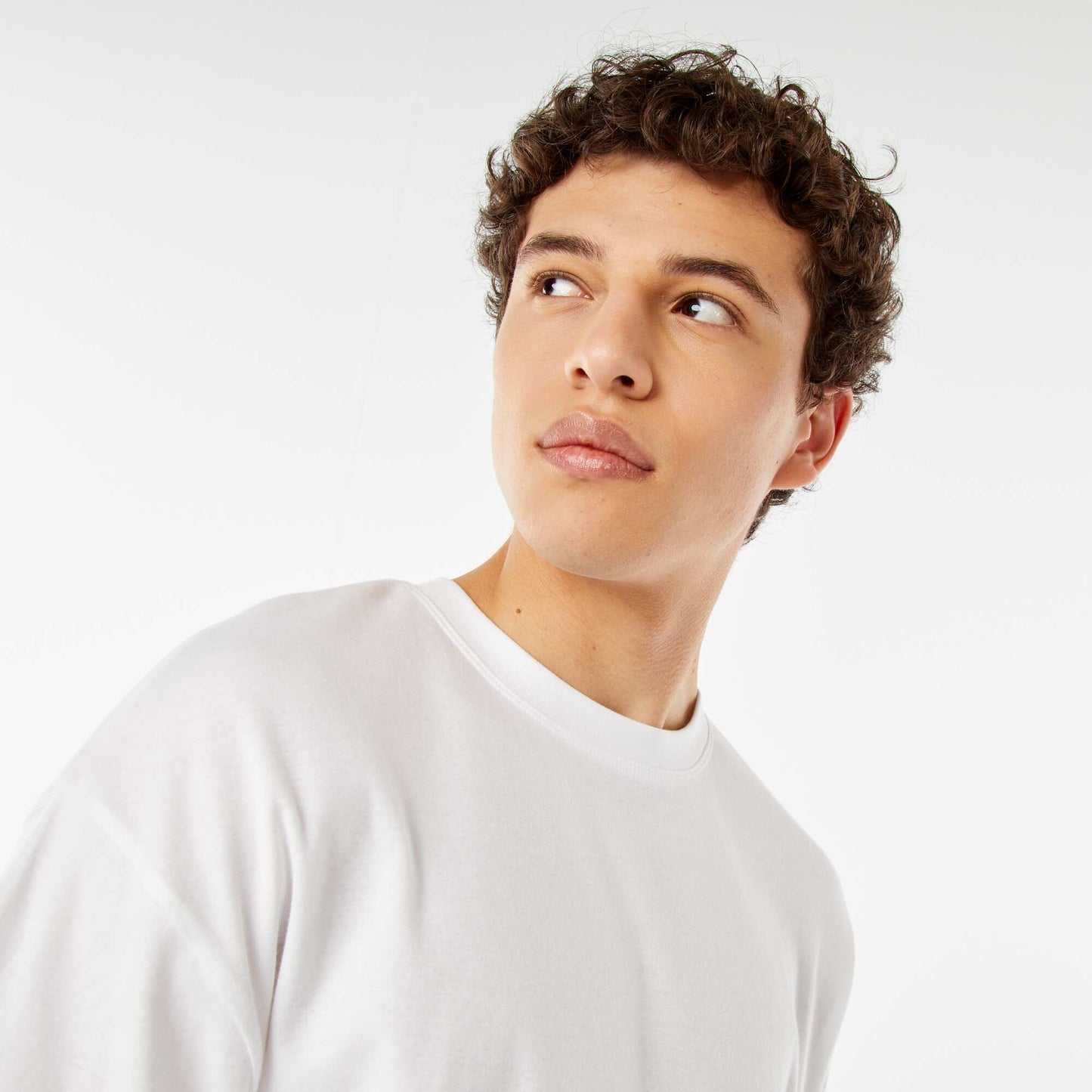 Round neck cotton T-shirt WHITE
