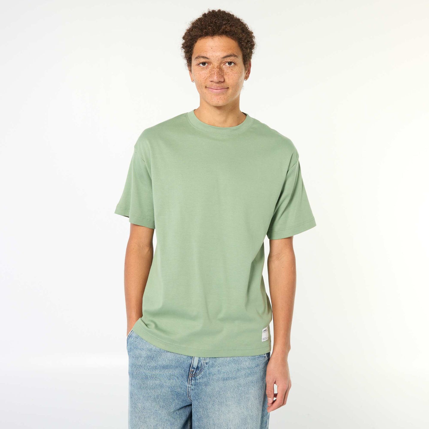 Round neck cotton T-shirt GREEN