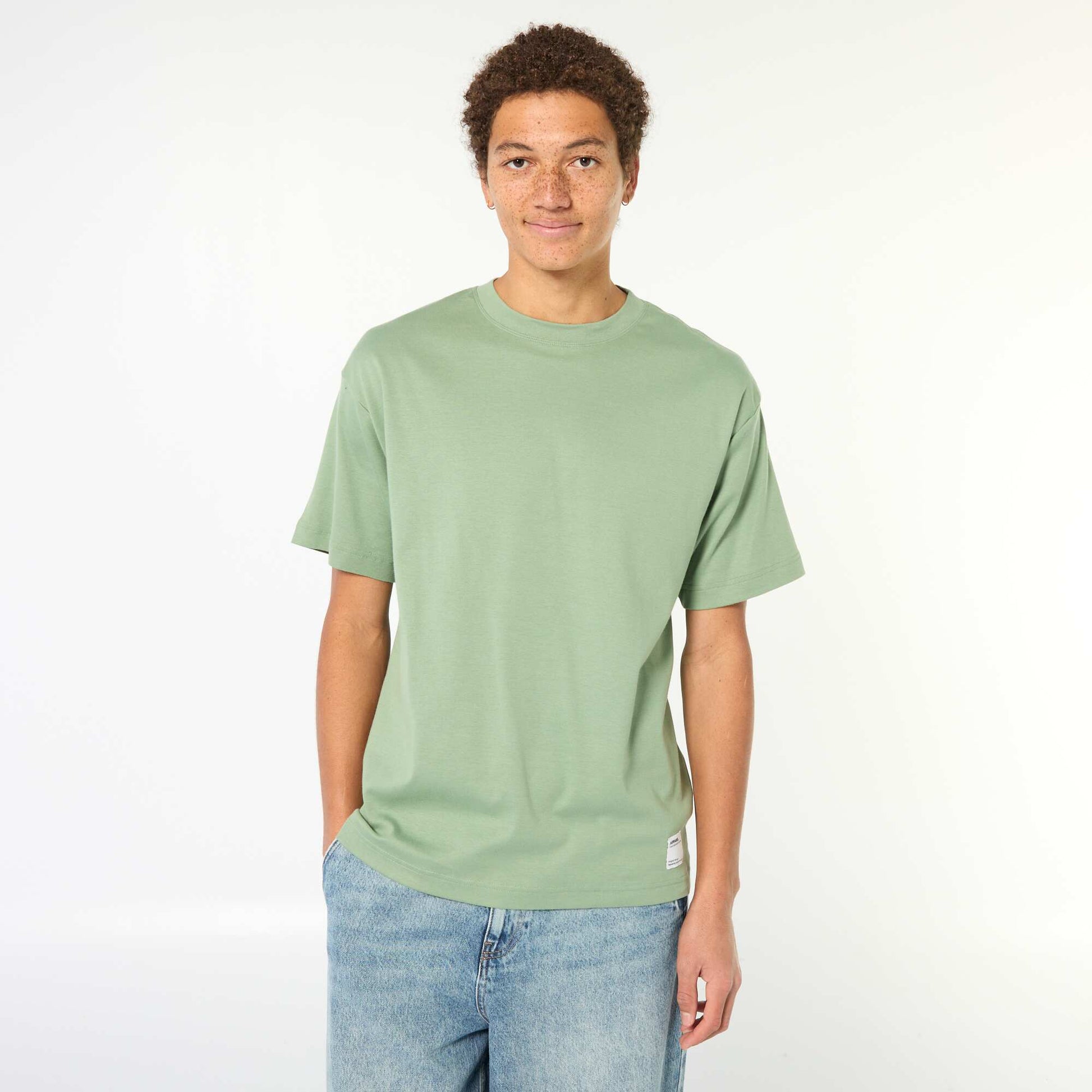 Round neck cotton T-shirt GREEN