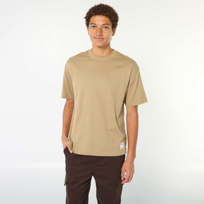 Round neck cotton T-shirt BEIGE