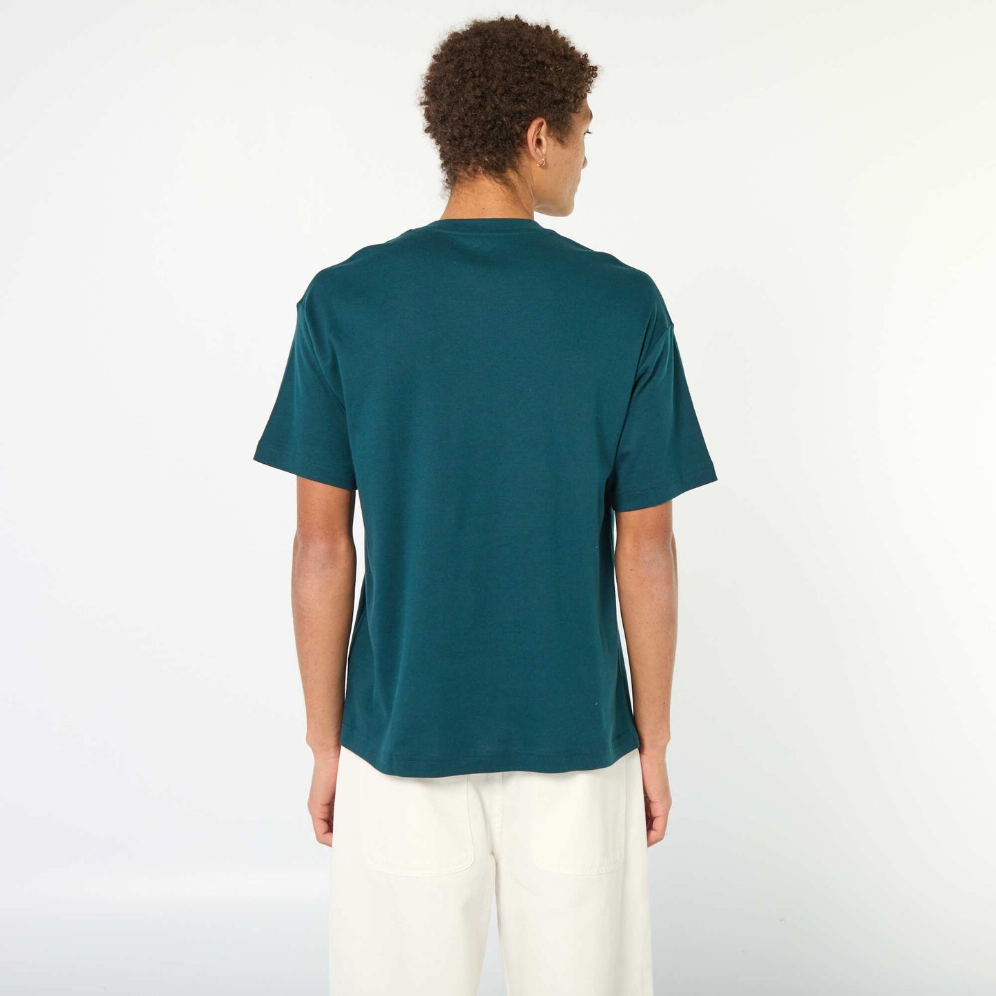 Round neck cotton T-shirt BLUE
