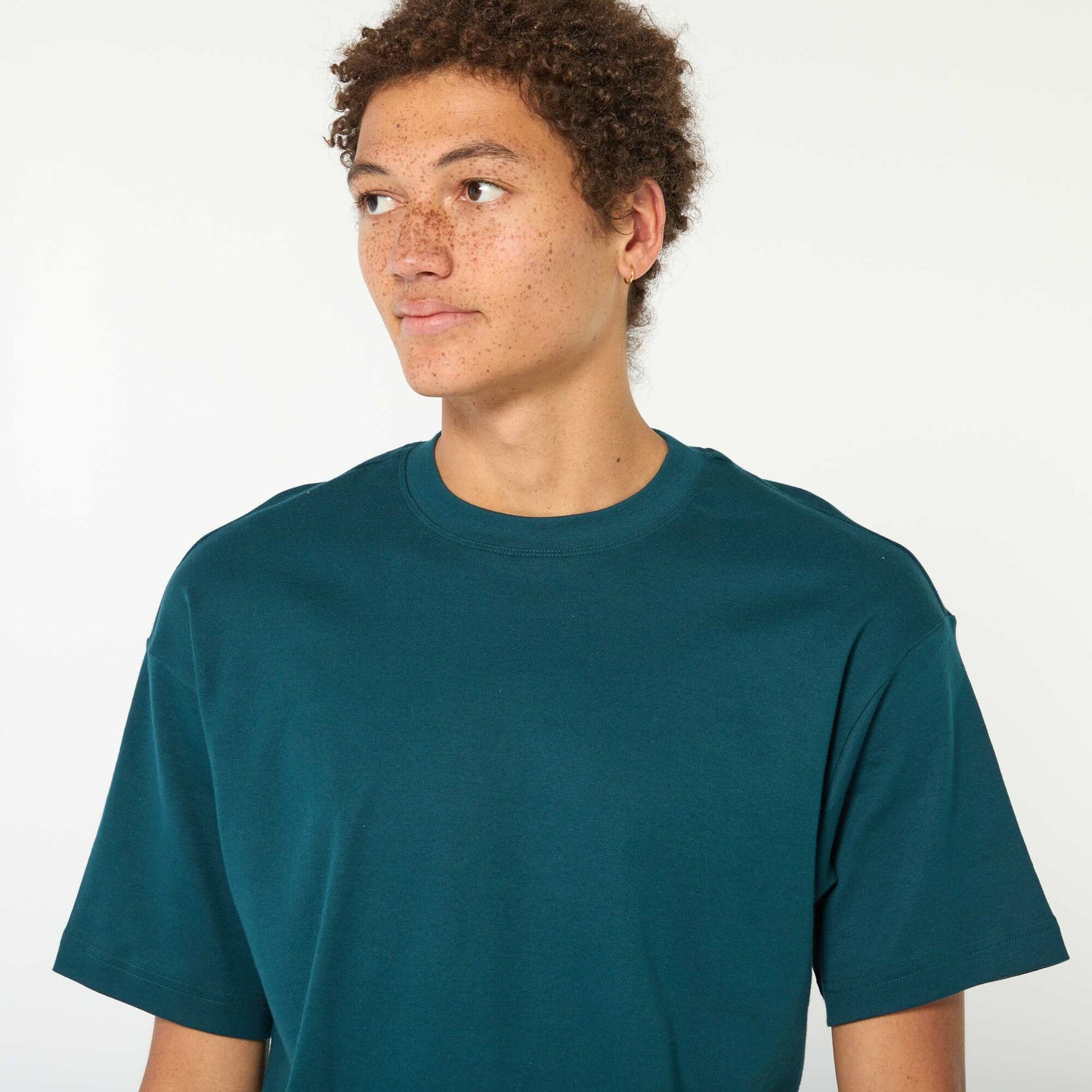 Round neck cotton T-shirt BLUE