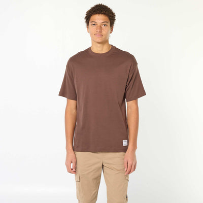 Round neck cotton T-shirt BROWN