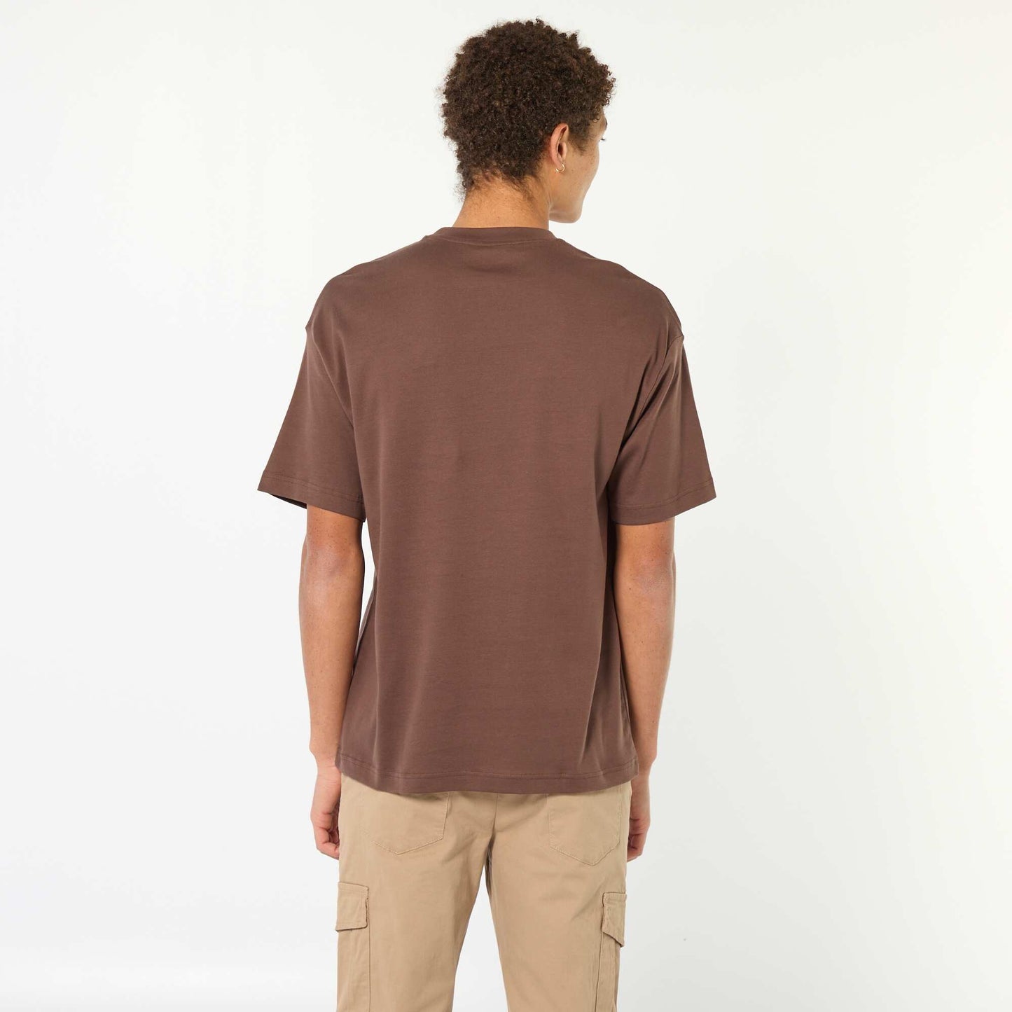 Round neck cotton T-shirt BROWN