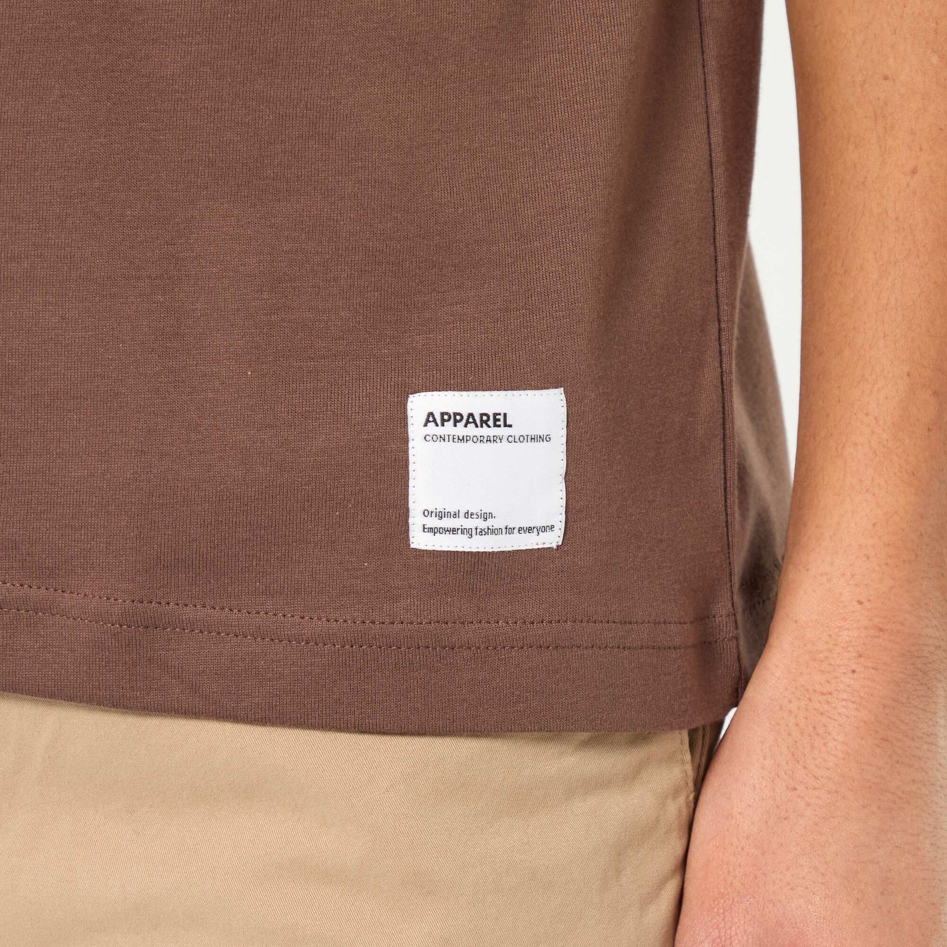 Round neck cotton T-shirt BROWN