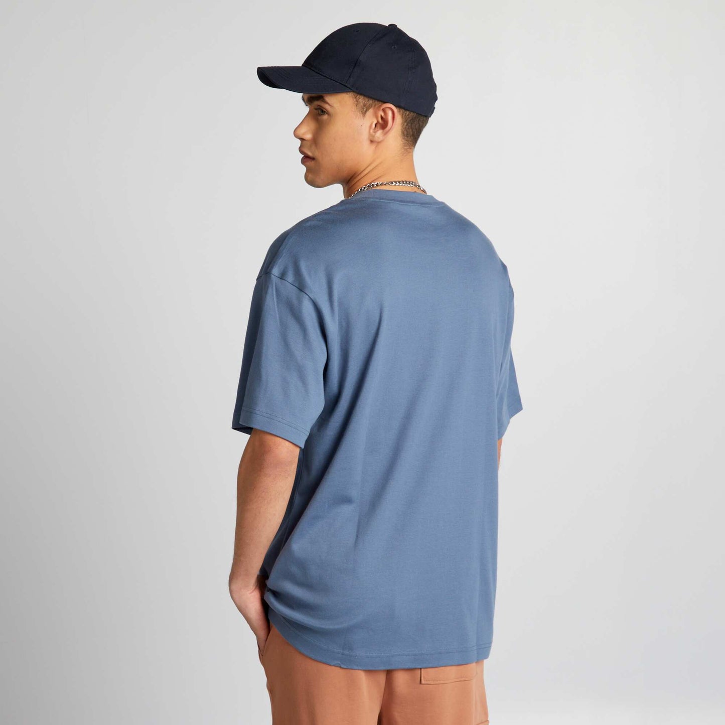 Round neck cotton T-shirt BLUE