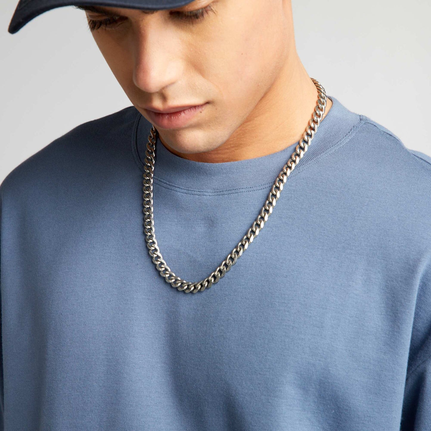 Round neck cotton T-shirt BLUE