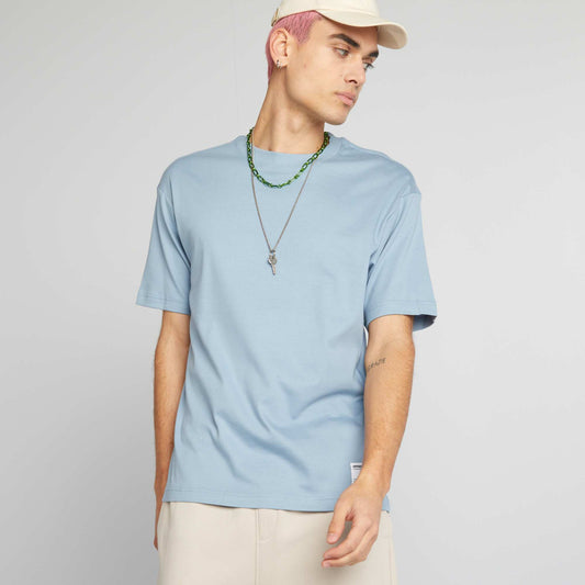 Round neck cotton T-shirt BLUE