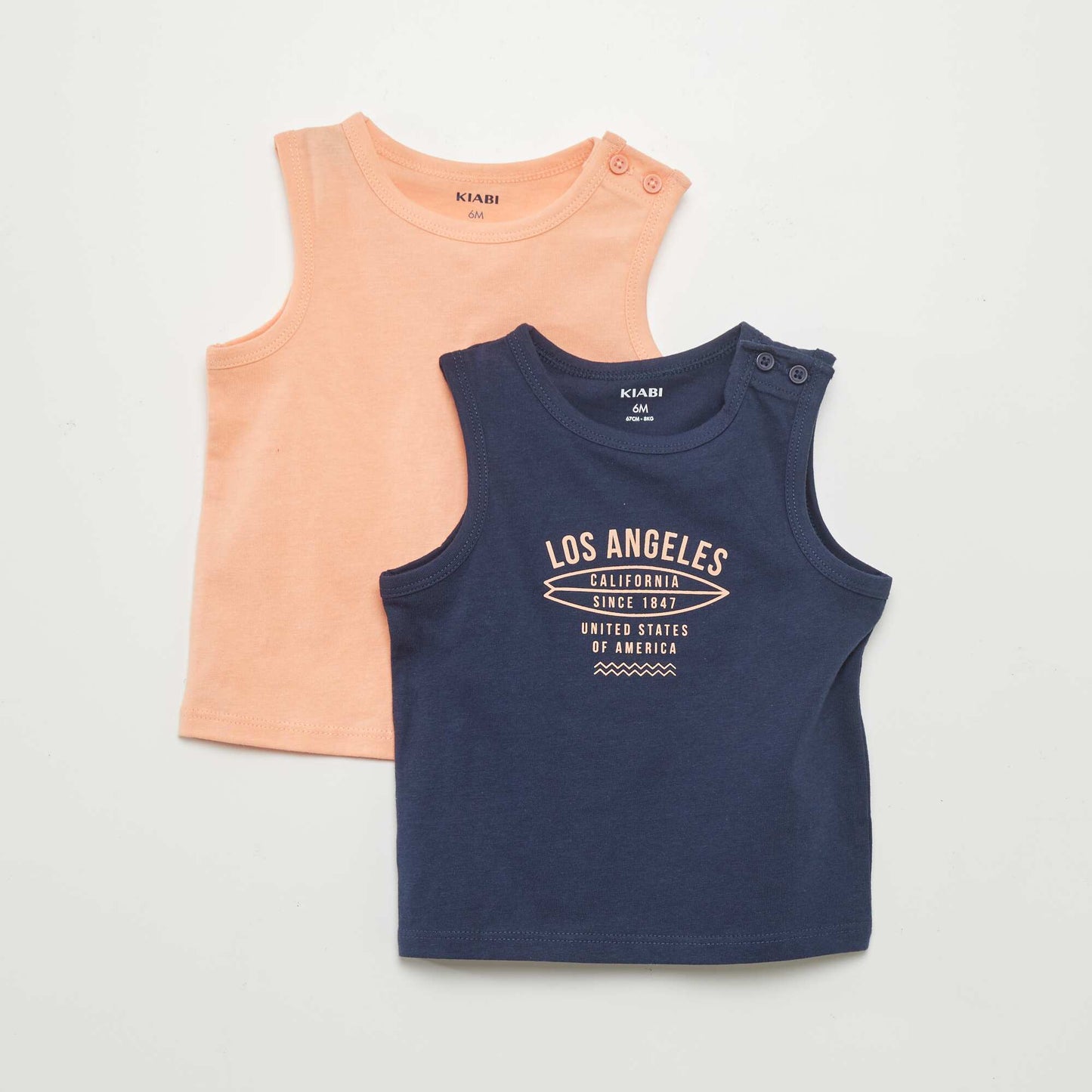 Pack of 2 jersey vest tops BLUE