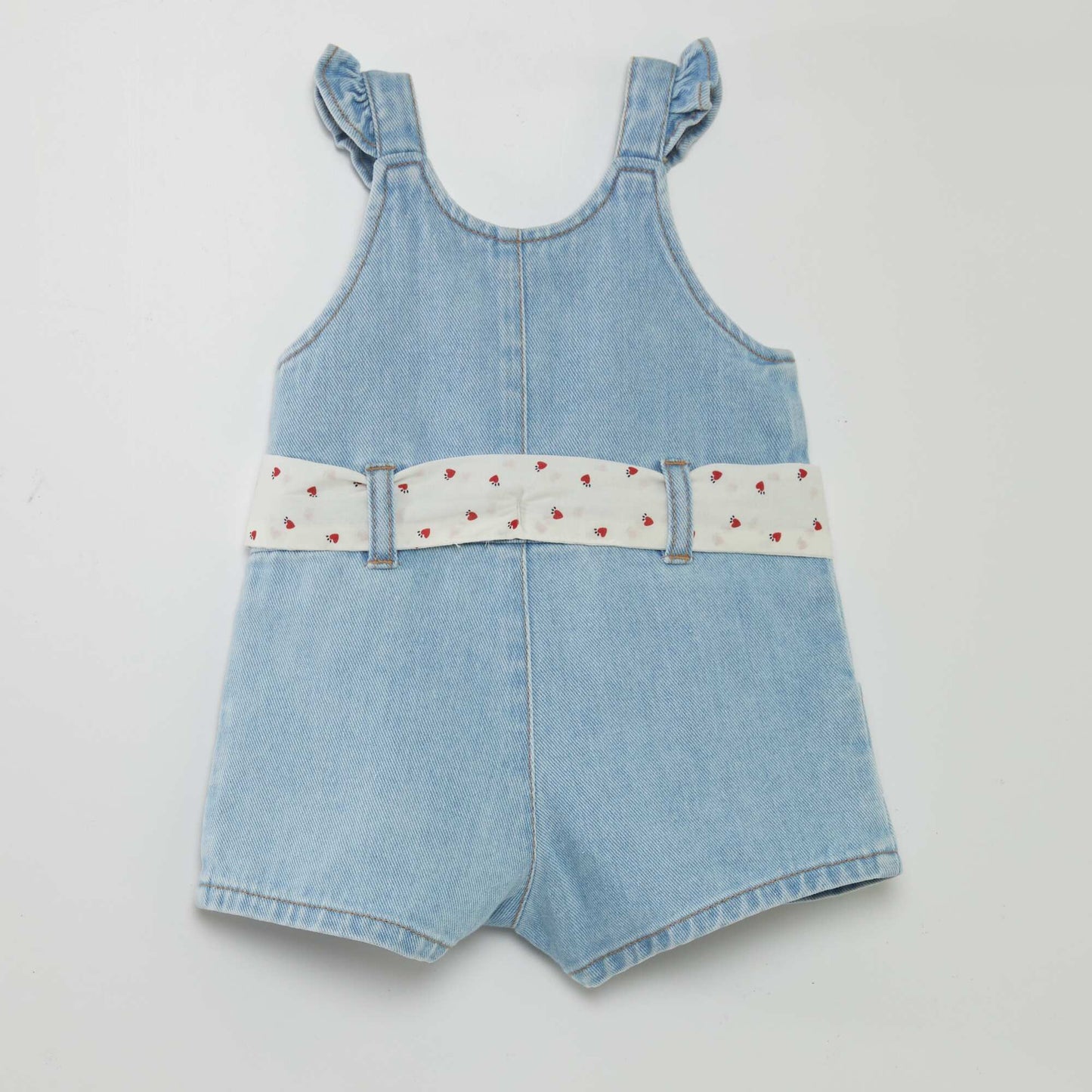 Denim playsuit with printed belt WHITE