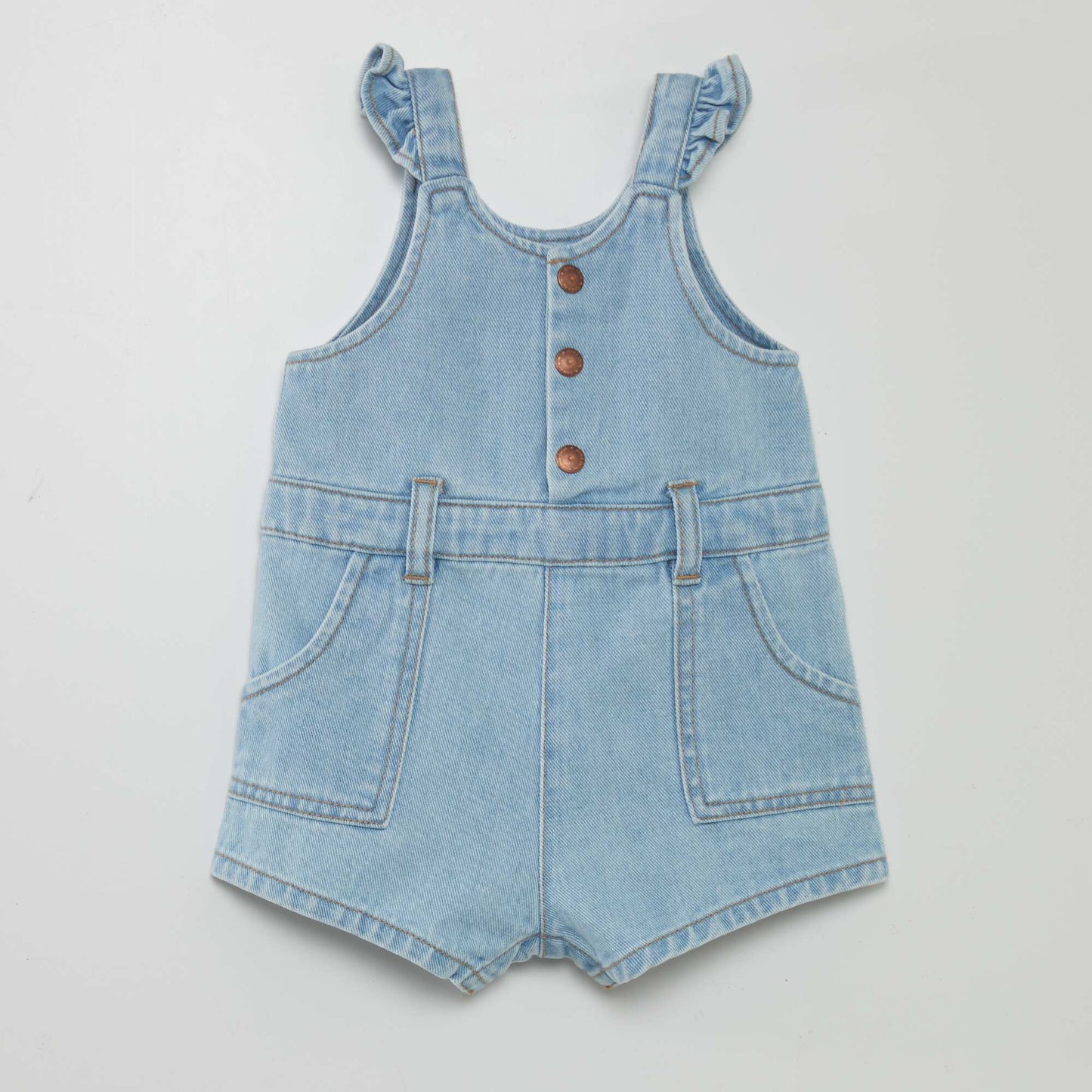 Denim playsuit with printed belt WHITE