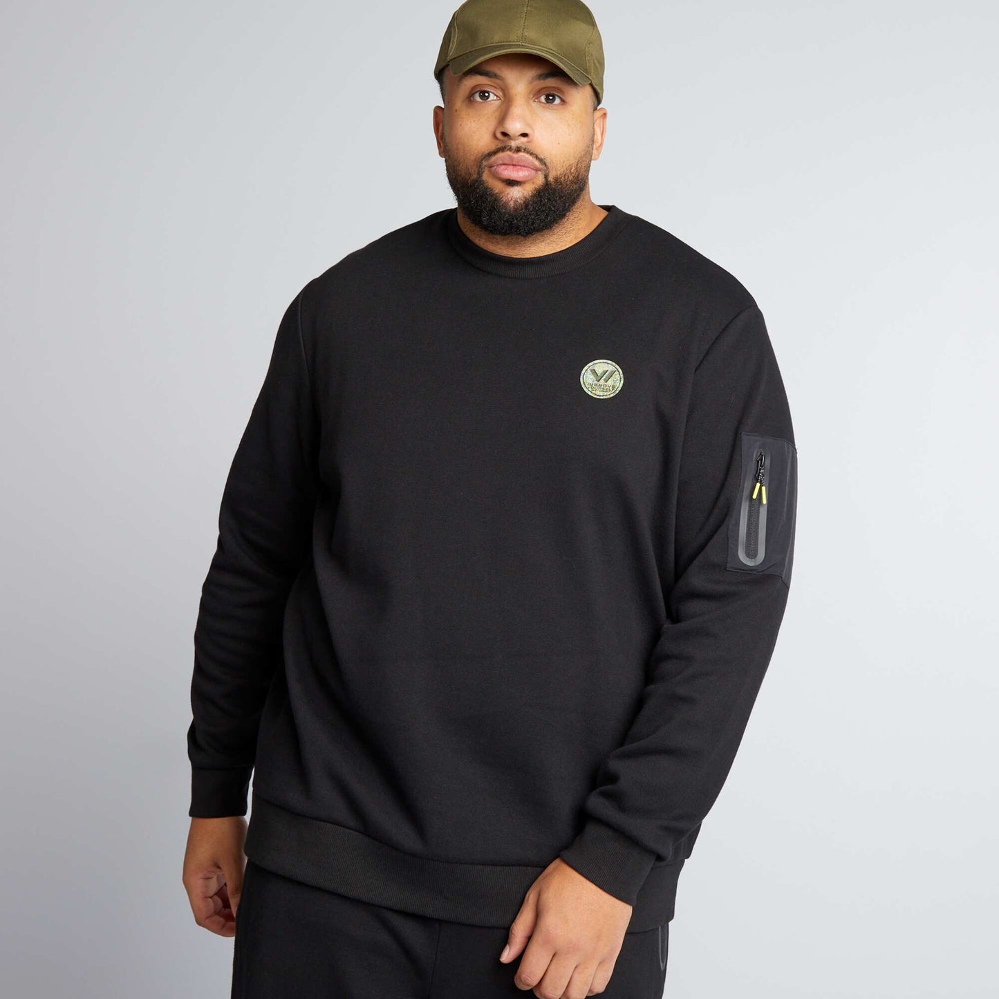 Cotton piqué sweater BLACK