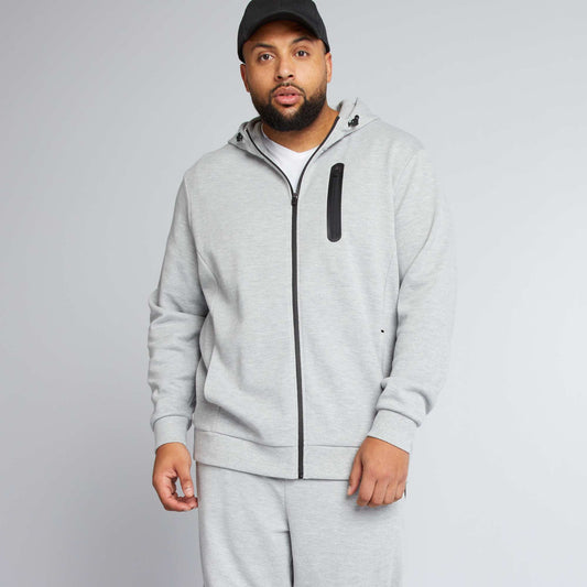 Hooded cotton piqué jacket GREY