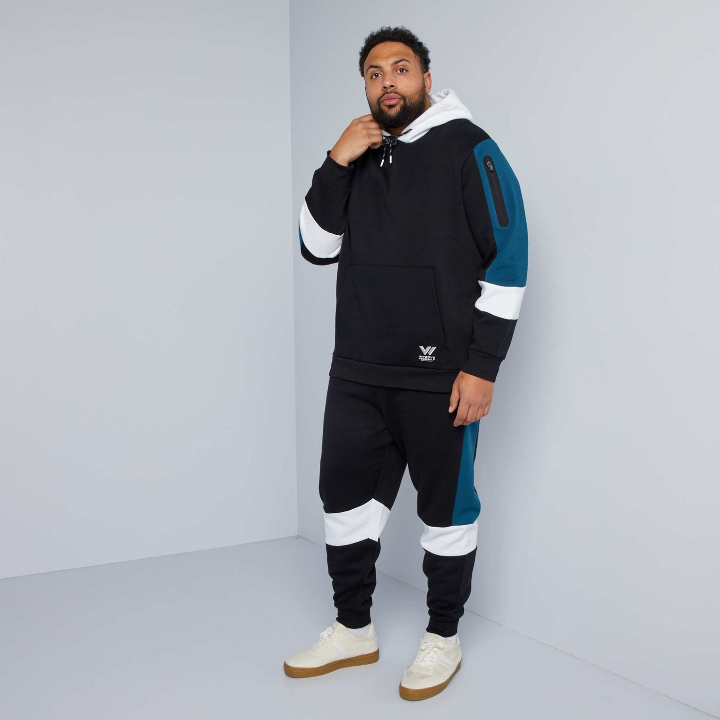 Colour block hoodie BLACK