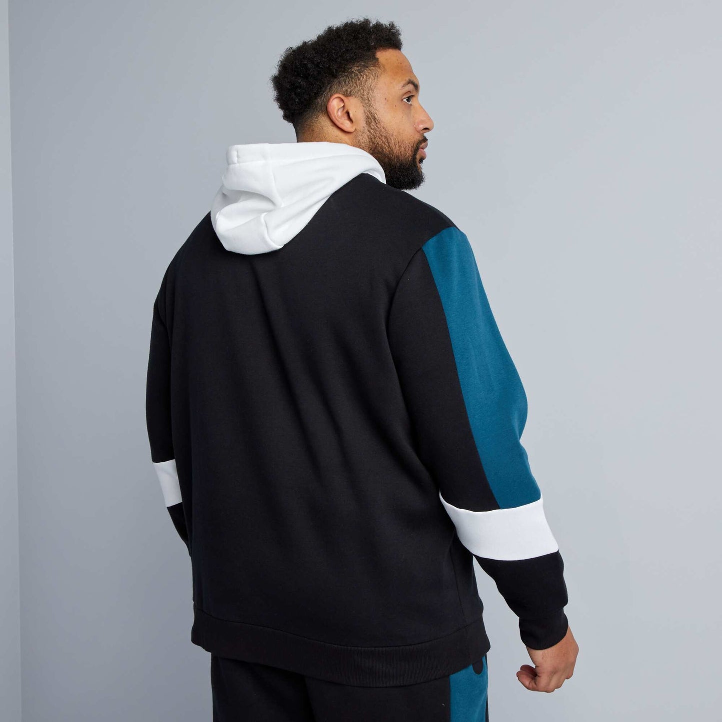 Colour block hoodie BLACK